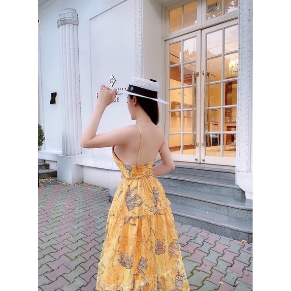 Đầm Hoa Xòe Maxxi Voan Dài Có Lót Mút Bông Ngực alohashop91