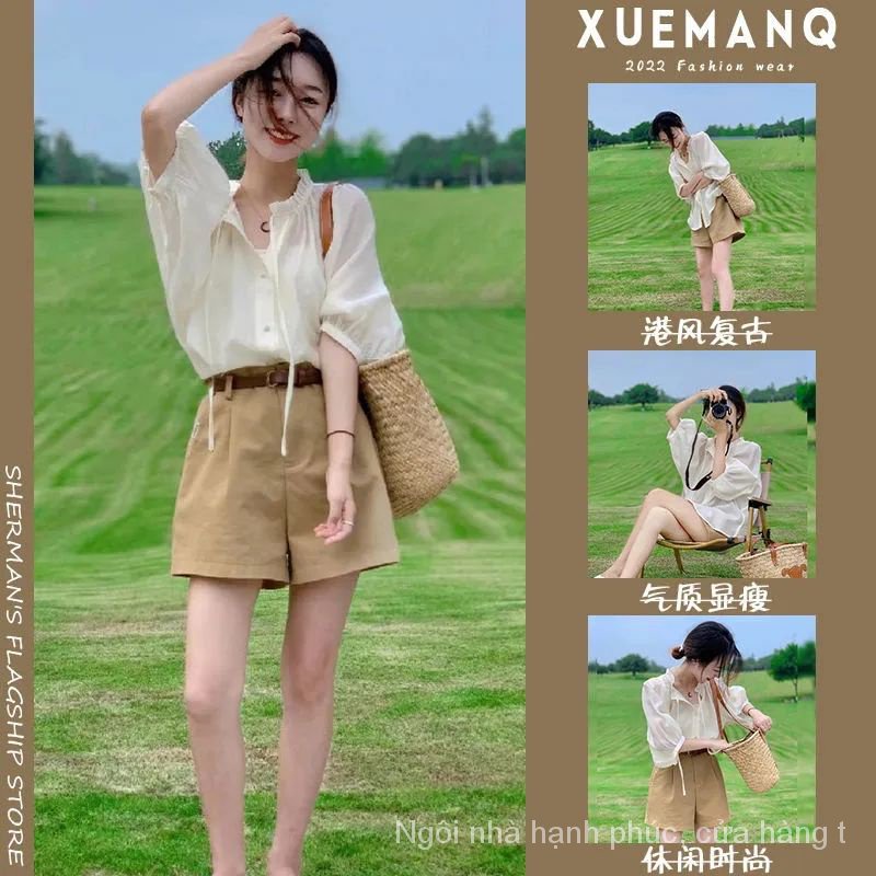 Set Áo Thun Ngắn Tay + Quần Short Thời Trang Hè 2023 Phong Cách Hàn Quốc Cho Nữ