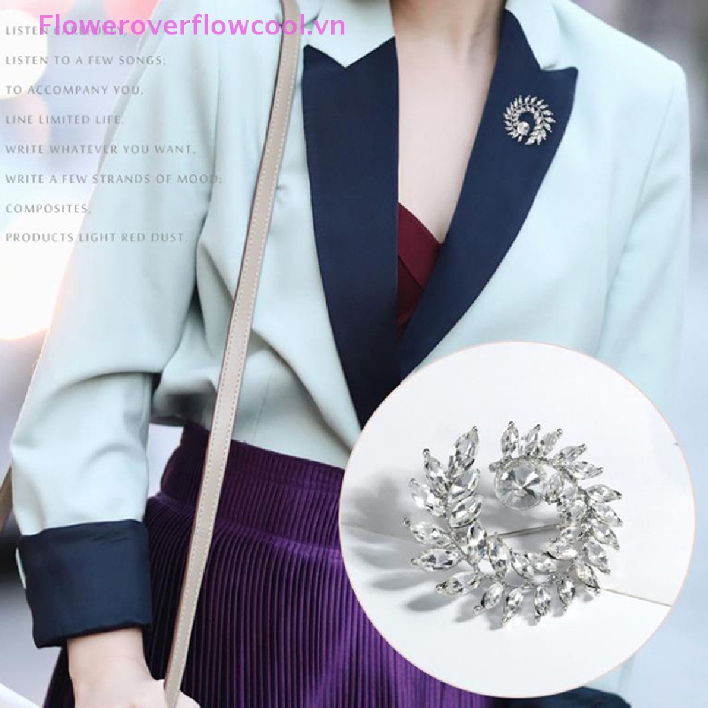 Ghim Cài Áo Hình Lá Olive Đính Đá Thời Trang Cho Nữ
