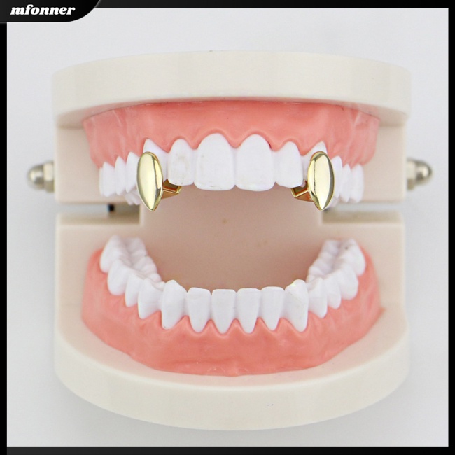 Răng Nanh Kim Loại Mạ Vàng Hóa Trang Ma Cà Rồng Phong Cách Hip hop Rapper