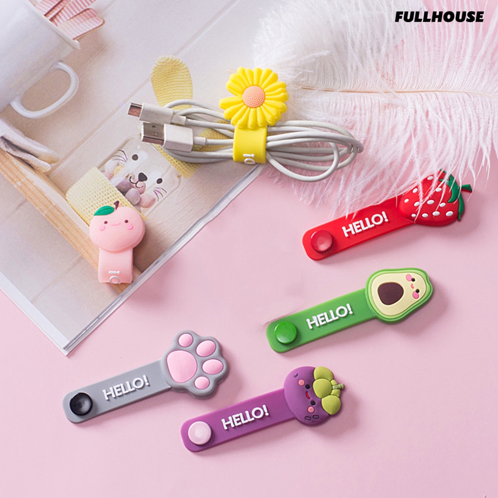 ☀Dụng Cụ Quấn Dây Cáp / Tai Nghe Bằng Silicon Họa Tiết Hoạt Hình Dễ Thương Nhỏ Gọn Tiện Dụng