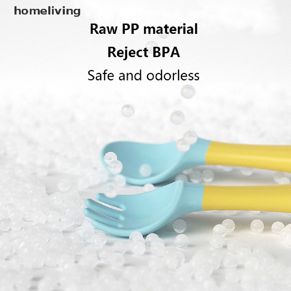 Bộ 2 Muỗng Nĩa Bằng Nhựa PP + TPE Mềm Tập Ăn Cho Bé