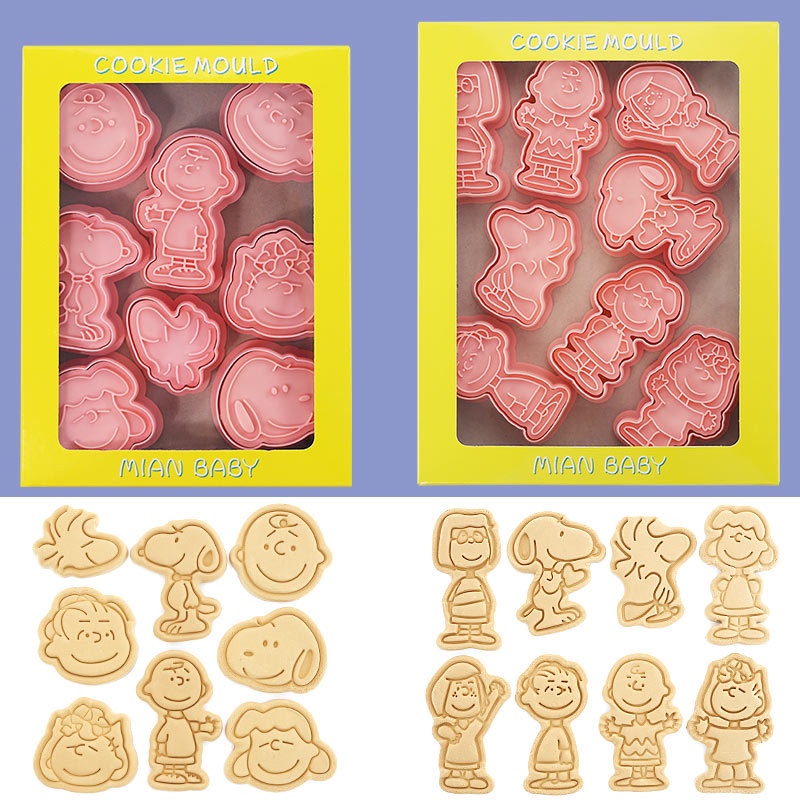 Set 8 Khuôn Nhấn Bánh Quy Hình Nhân Vật Hoạt Hình Snoopy 3D
