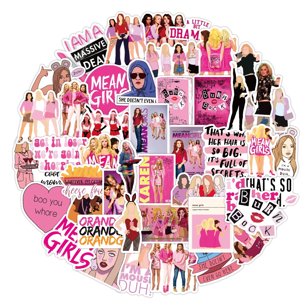 Y&P| Hình Dán Chống Nước Mean Girls Phim Truyền Hình Mỹ Mũ Bảo Hiểm Máy Tính Xách Tay Hành Lý Dán Thiết Lập, 50 tờ
