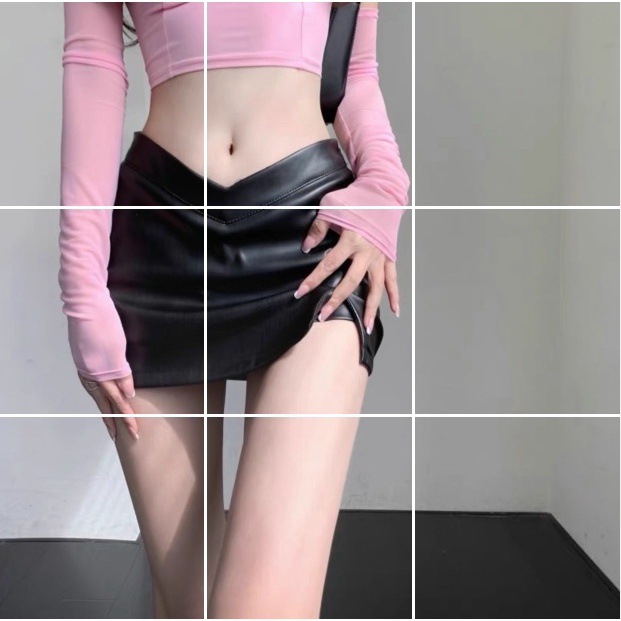 Chân Váy Da pu Lưng Cao Dáng Ôm Phong Cách Hong Kong Thời Trang Cho Nữ