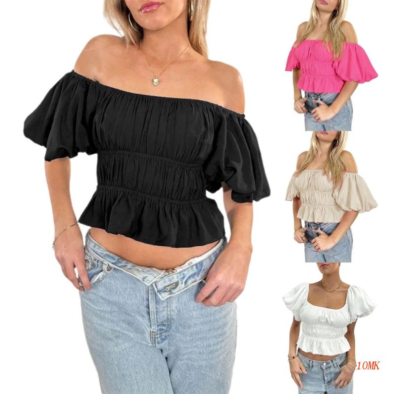 Áo Voan Tay Phồng Ngắn Thời Trang Mùa Hè Cho Nữ