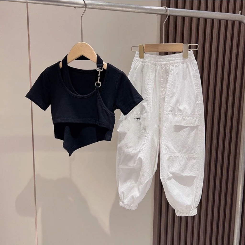 Bộ Áo Thun + Quần Dài Thể Thao Phong Cách Thời Trang Mùa Hè Mới Dành Cho Bé Gái 3-5 - 8-10 - 12-13 Tuổi/049