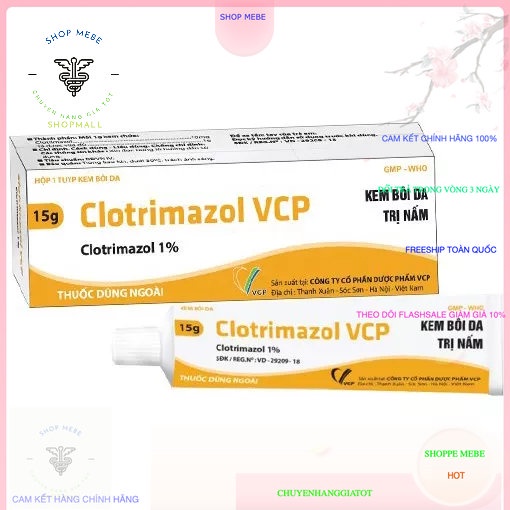 Kem bôi Clotrimazol 1% 15g VCP (Calcrem/ Canesten/ Clotrimazole)