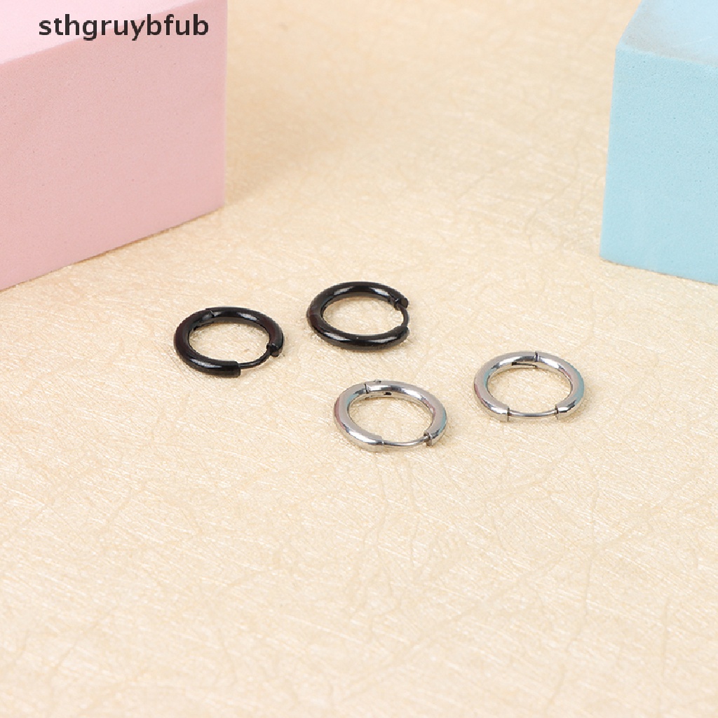 Set 5 Khuyên Tai Tròn Bằng Thép Không Gỉ Cá Tính Cho Nữ