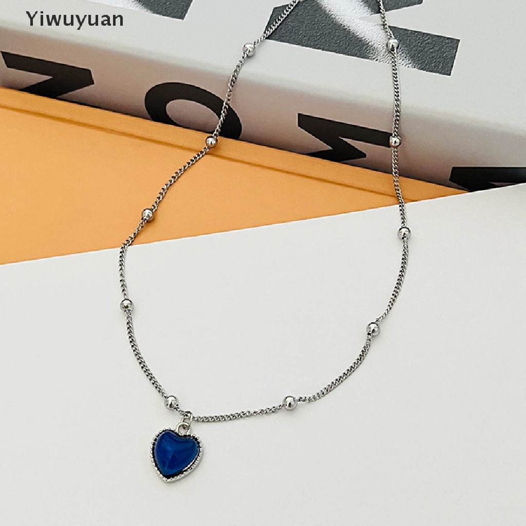 < Yiwuyuan > Vòng cổ Chuỗi Hạt Bằng Thép Không Gỉ Mặt Hình Trái Tim Đổi Màu Cảm Xúc Thời Trang Hàng Mới Đang Bán Chạy