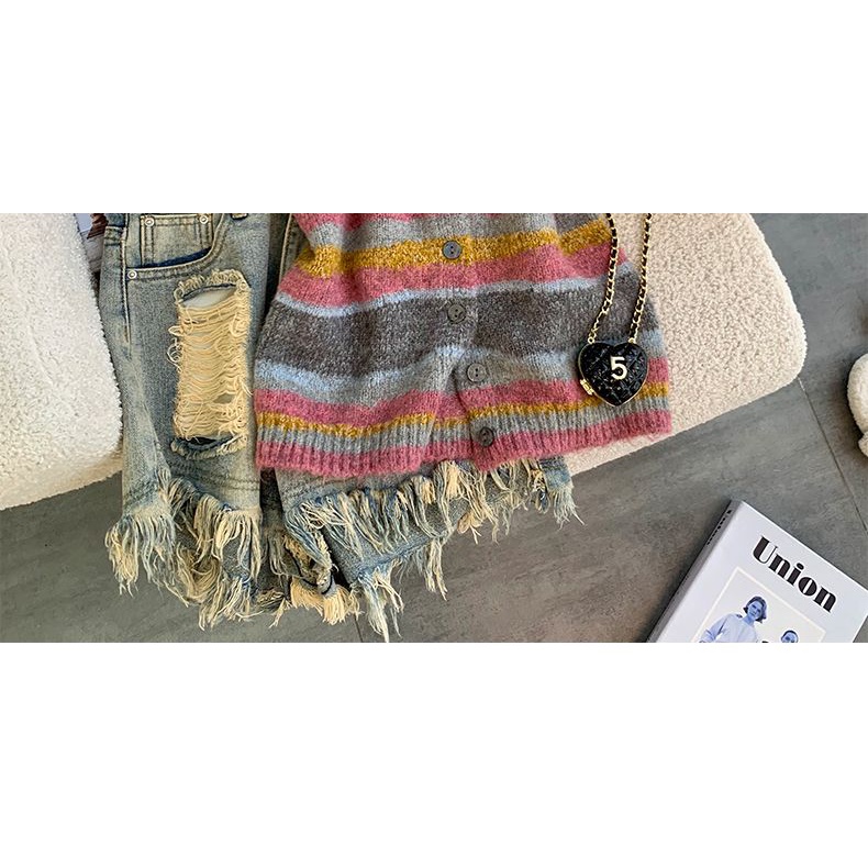 Áo Dệt Kim Dáng Ôm Cao Cấp Họa Tiết Kẻ Sọc Nhiều Màu Sắc Thời Trang Mùa Hè Dành Cho Nữ