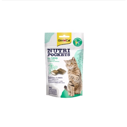 GimCat Nutri Pocket - Bánh quy giòn có nhân vị cỏ mèo  bổ sung 12 vitamin thiết yếu dành cho mèo