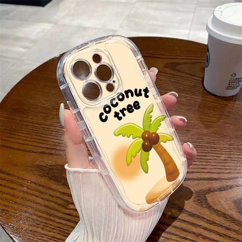 ✅Ốp Điện Thoại Mềm Trong Suốt Chống Sốc In Họa Tiết Cây Dừa Cho Iphone 13promax 1112 Xr 14 8p7 / xs K1U3