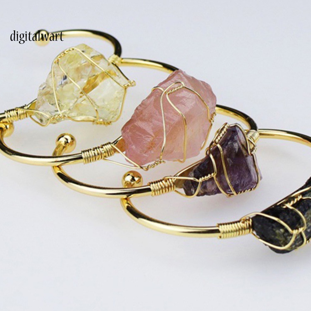 Kỹ Thuật Số| Vòng Tay Hợp Kim Hở Đính Đá Tự Nhiên Thời Trang Cho Nữ