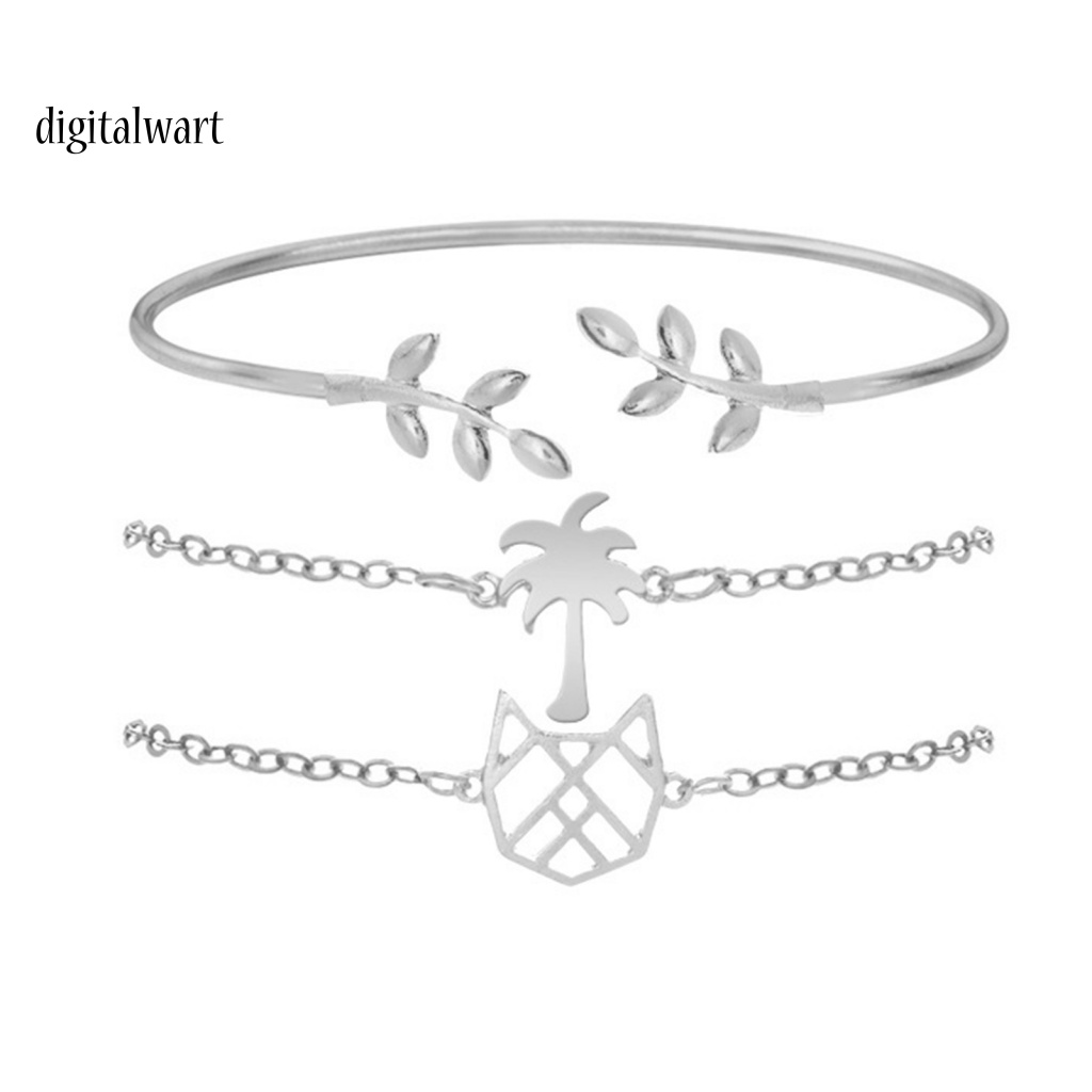 Kỹ Thuật Số| Bộ 3 Vòng Tay Hình Lá Dừa Sáng Tạo Có Thể Điều Chỉnh