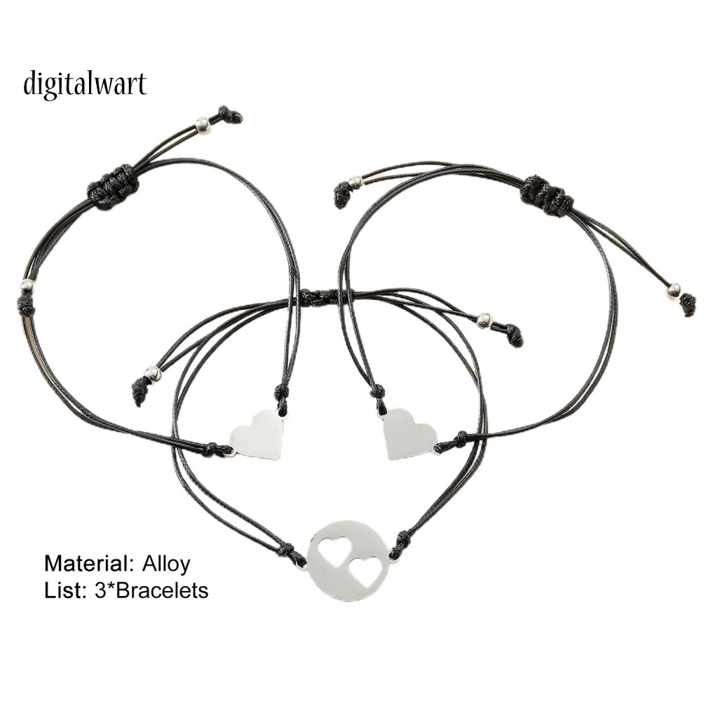 Kỹ Thuật Số| Set 3 Vòng Tay Trái Tim Rỗng Sáng Điều Chỉnh Được Cho Mẹ Và Bé