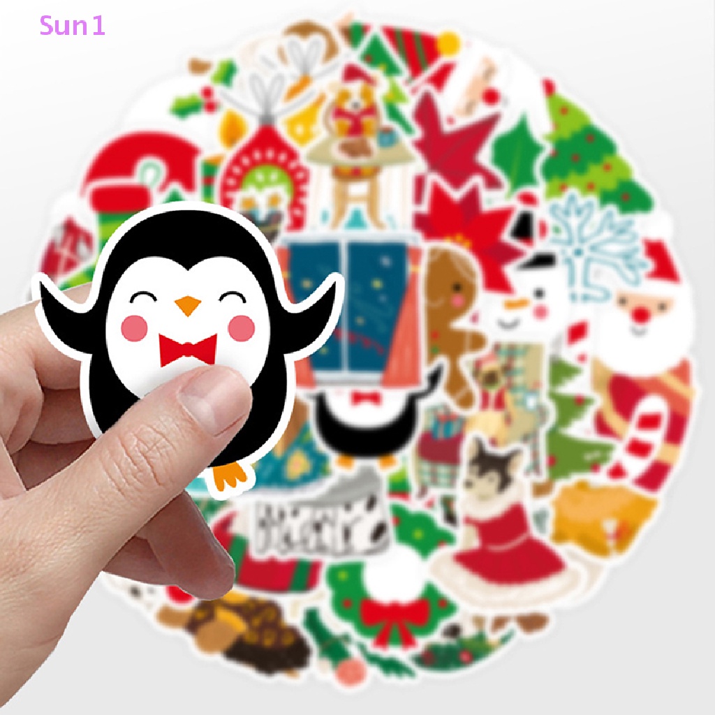 Set 50 Sticker Dán Trang Trí Laptop Chủ Đề Giáng Sinh