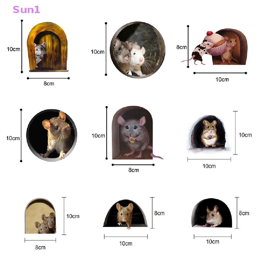 Bộ 5 Miếng Dán Tường Trang Trí Hình Chuột Xinh Xắn Sun1 > 5 Cái