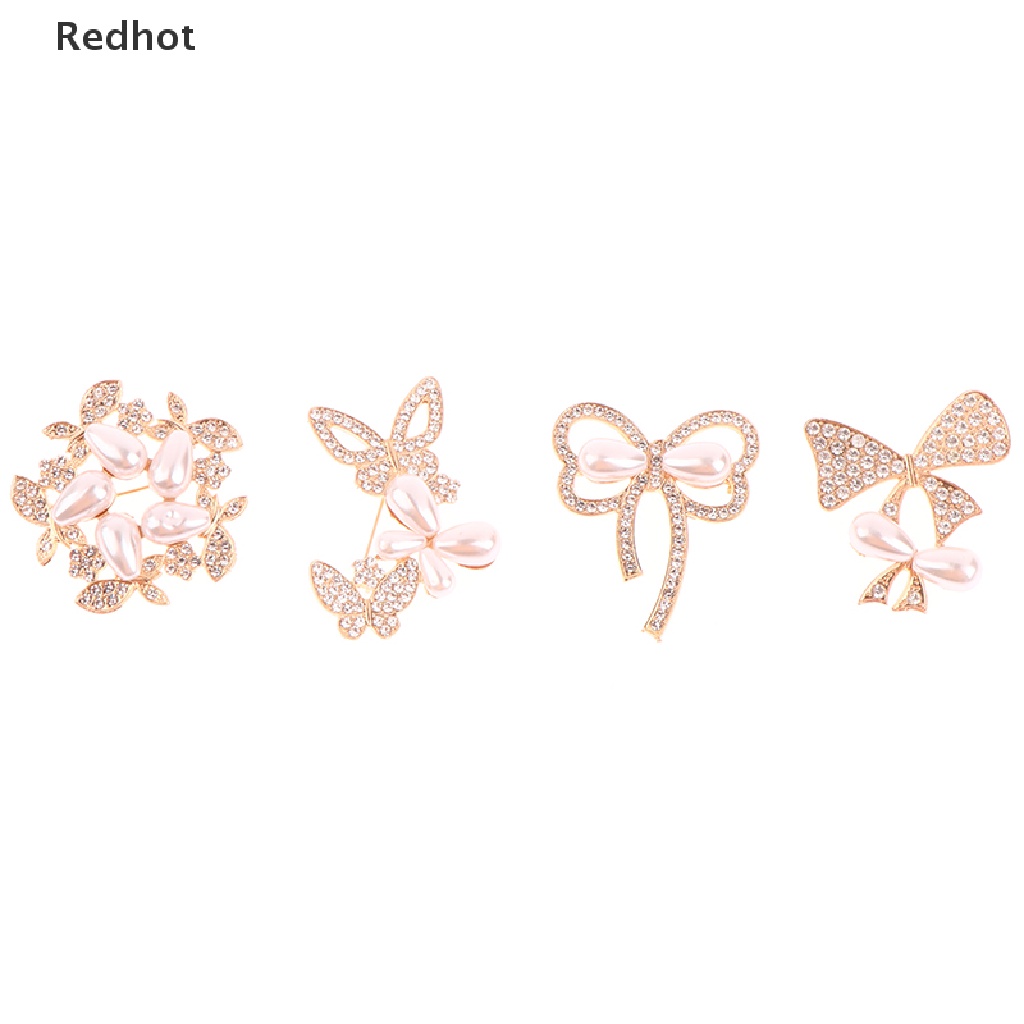 Ghim Cài Áo Hình Nơ Đính Đá Và Ngọc Trai Nhân Tạo Thời Trang