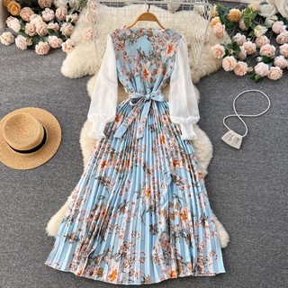 Đầm Maxi Tay Dài In Họa Tiết Hoa Phong Cách Cổ Điển Thời Trang Xinh Xắn Cho Nữ