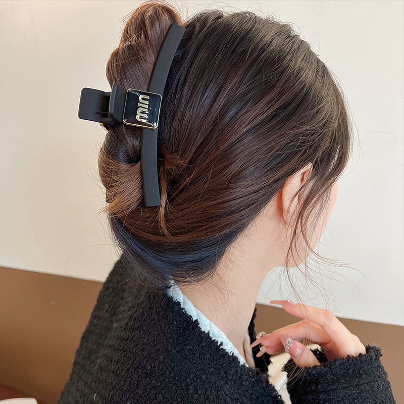 Kẹp Tóc Cá Mập Cỡ Lớn Màu Đen Nhám Phong Cách Cổ Điển Thời Trang Cho Nữ