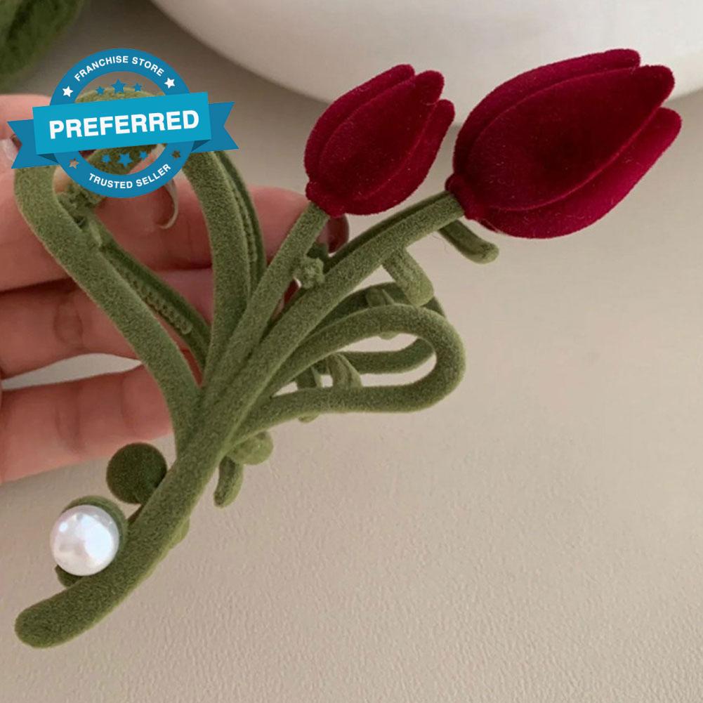 Kẹp Tóc Hoa Tulip / Cá Mập Cỡ Lớn Bằng Nhung Phong Cách Nhật Hàn Thời Trang Cho Nữ U2I6