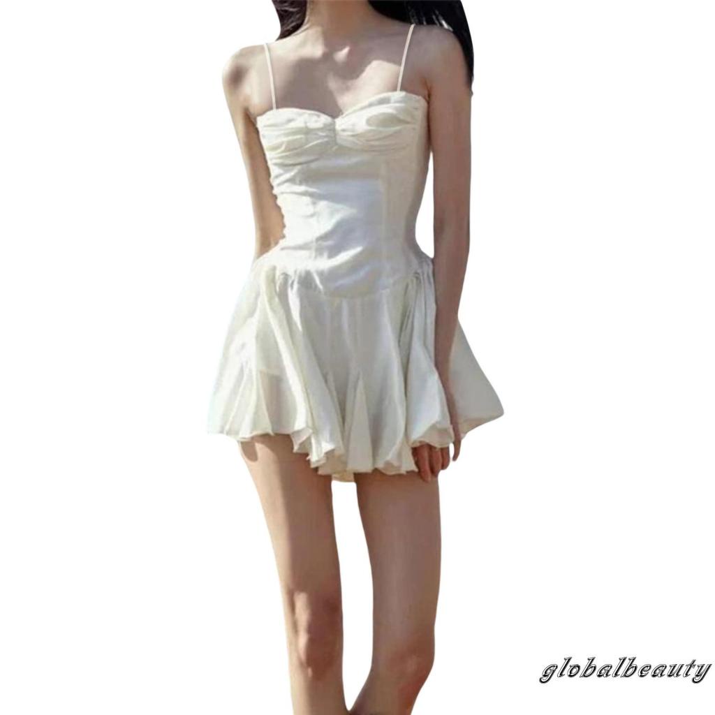 Đầm Mini Không Tay 00GB Hở Lưng Màu Trơn Thời Trang Mùa Hè Cho Nữ