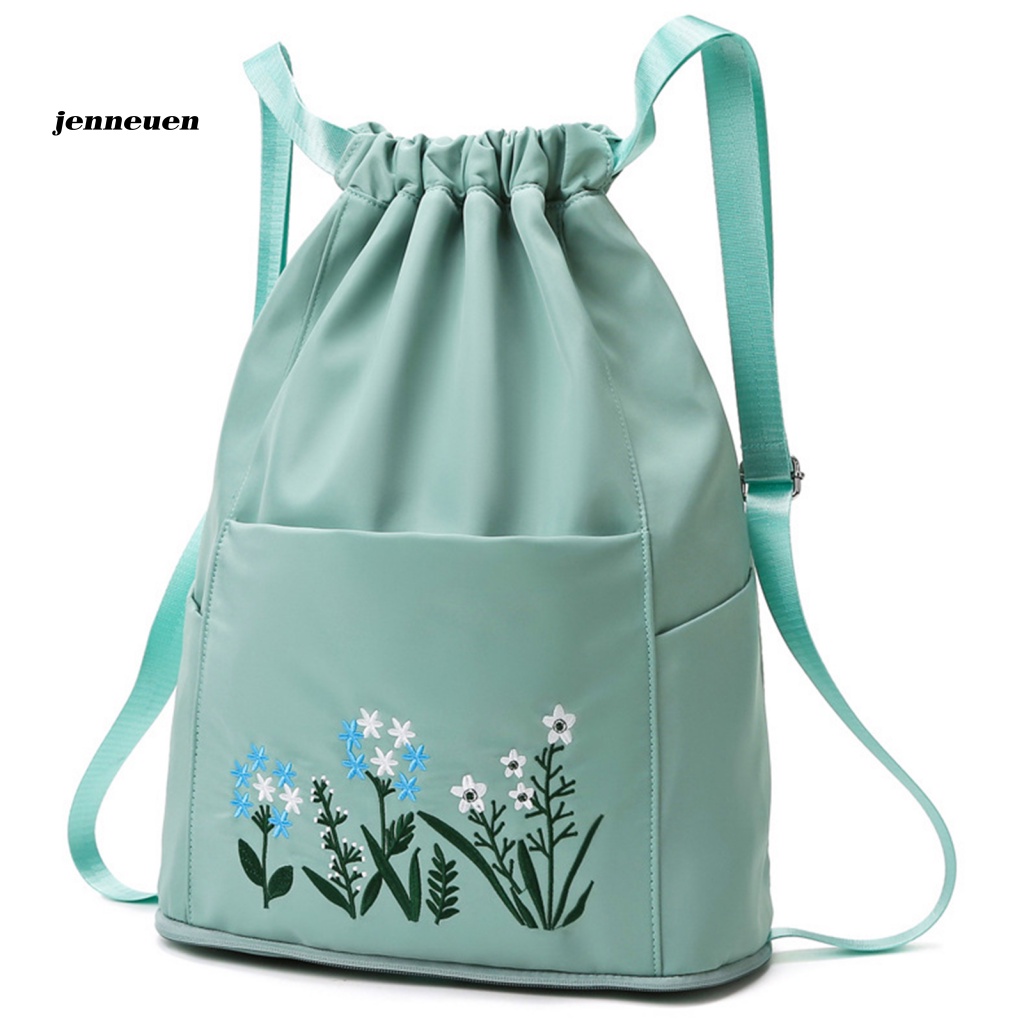 Ba Lô Rút Dây Chống Thấm Nước Thêu Hoa Xinh Xắn