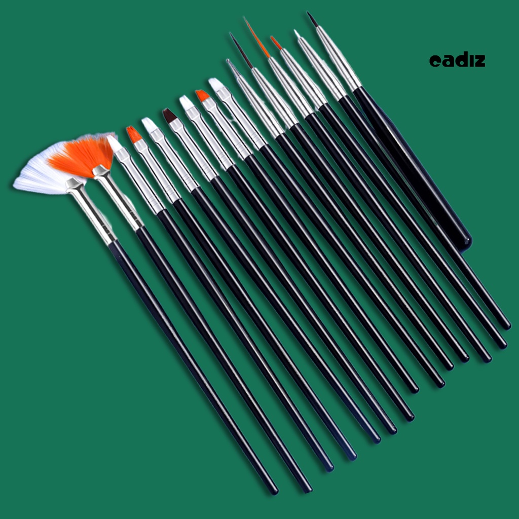 Bộ 15 Cọ Vẽ Móng Tay Ngòi Mảnh Đầu Cọ Mềm Không Phai Màu Hiệu Ứng Gradient DIY