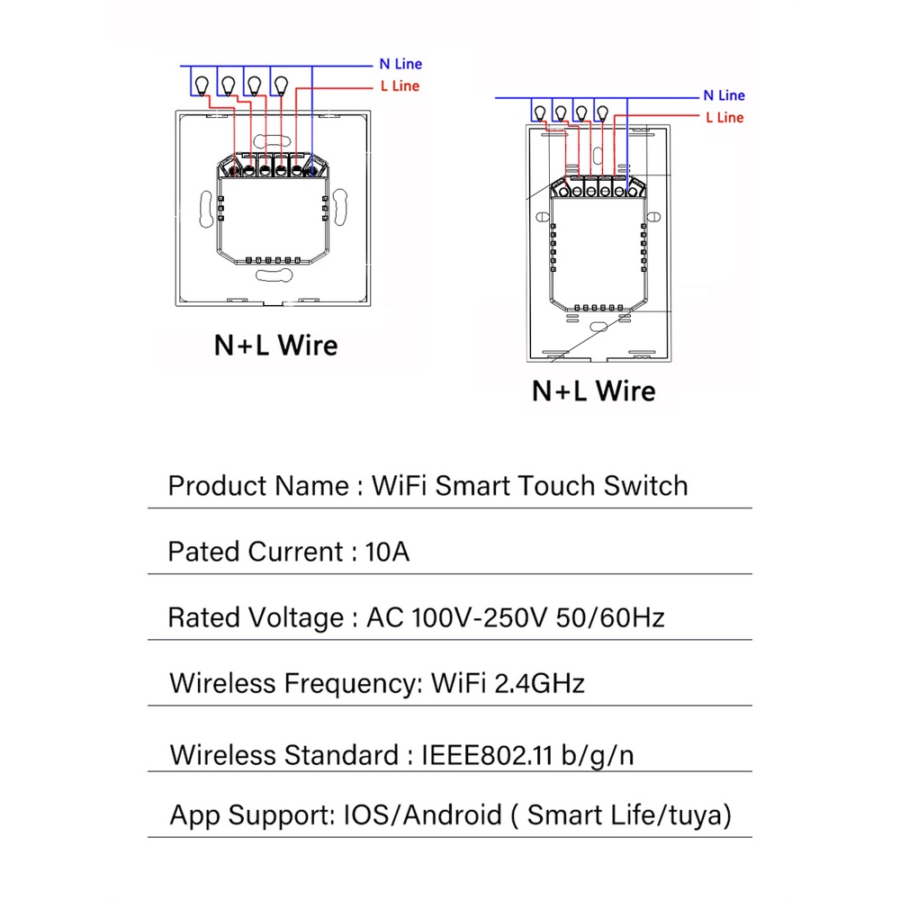 Công Tắc Thông Minh Wifi Tuya Cần Điều Khiển Từ Xa 100-250v Alexa Google Smart Tile Switch 【searson】