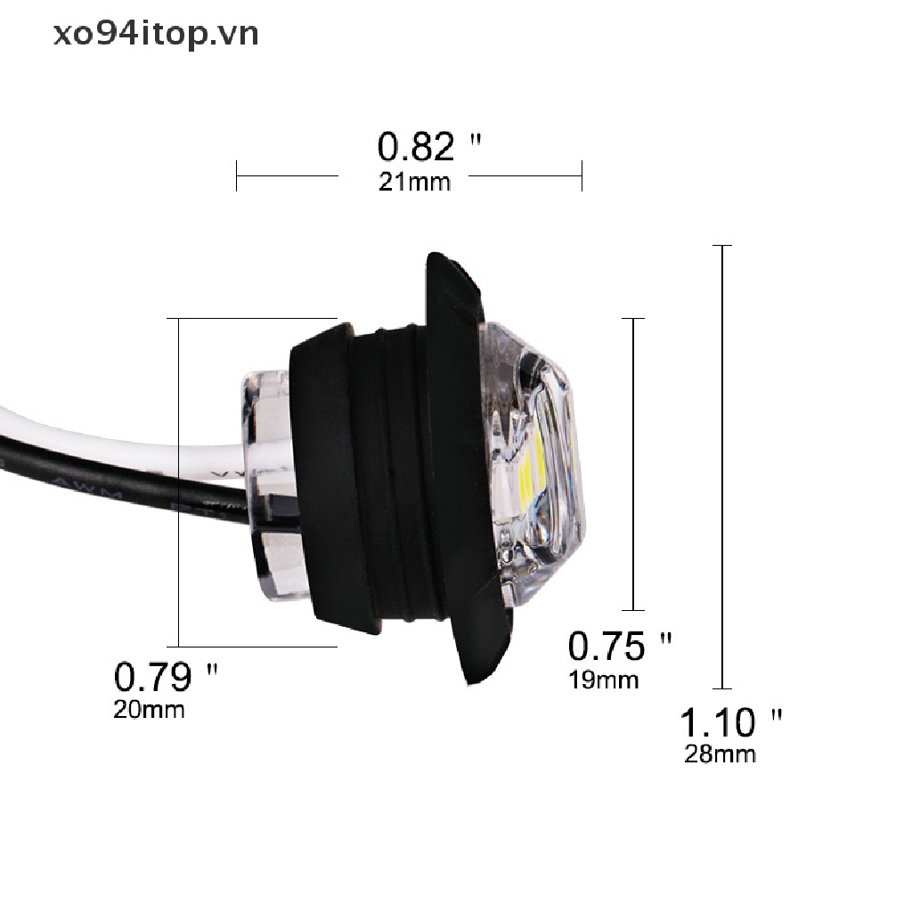 1 Đèn Tín Hiệu XOITOP 12V 24V 3LED 3 / 4 "Ánh Sáng Trắng / Vàng / Đỏ Cho Xe Tải