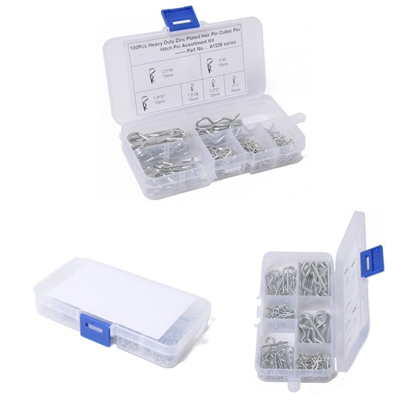 Set 100 Kẹp Tóc Dạng Lượn Sóng Bằng Thép M1 M1.2 M1.5 M1.8 M2 M2.5 Cho Xe Hơi