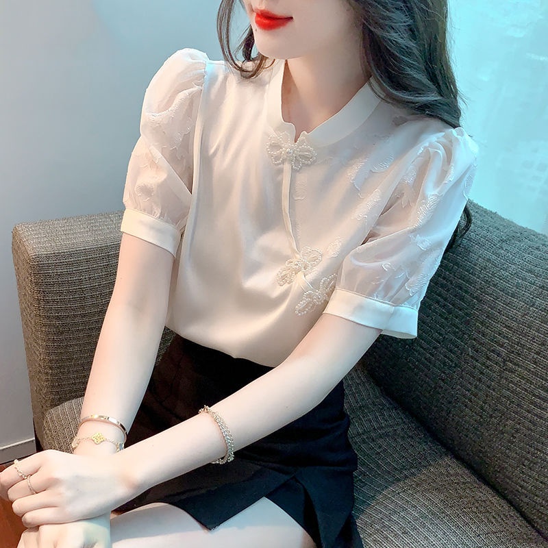 Áo Sườn Xám Ngắn Tay Thời Trang Mùa Hè Trung Hoa