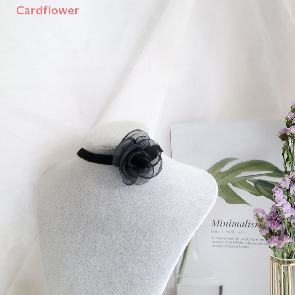 < Cardflower > Vòng Cổ Choker Dây Ruy Băng Hoa Trà Đen Siêu Dài Gợi Cảm Làm Quà Tặng Tiệc Tùng