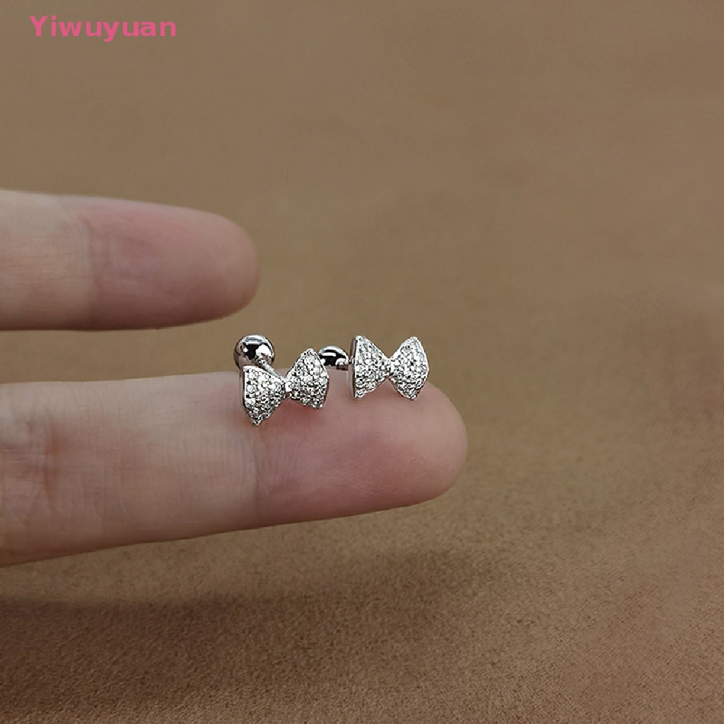 1 Đôi Khuyên Tai Hình Nơ Đính Đá Zircon Thời Trang Cho Nữ