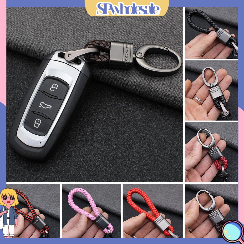 <SPwholesale> Móc Chìa Khóa Giả Da Bện Sợi Hợp Kim Thời Trang Cho Nam Nữ