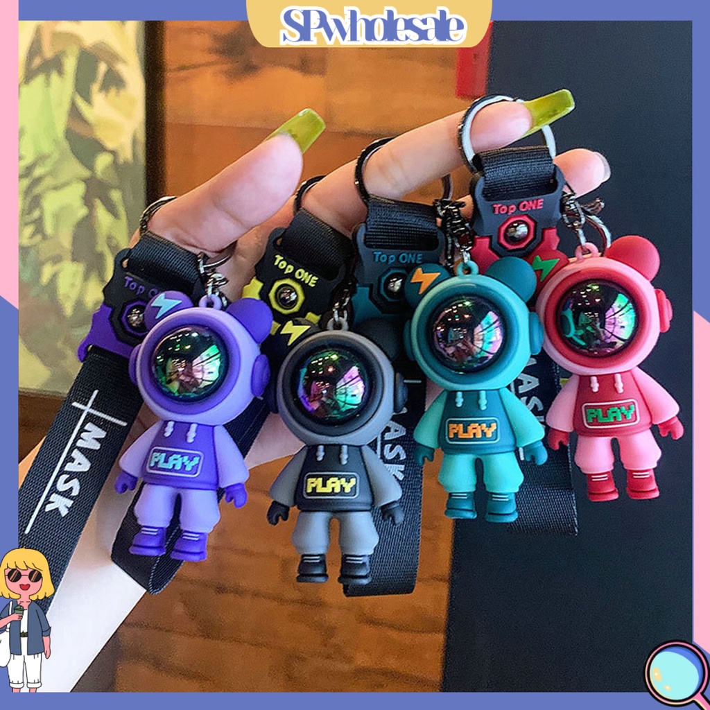 <SPwholesale> Móc Khóa Hình Gấu Bằng Nhựa PVC Chống Rơi Phối Tua Rua Dễ Thương