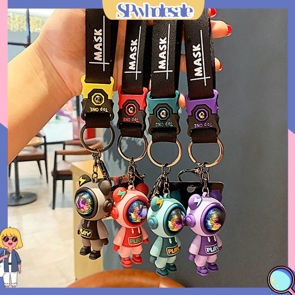 <SPwholesale> Móc Khóa Hình Gấu Bằng Nhựa PVC Chống Rơi Phối Tua Rua Dễ Thương