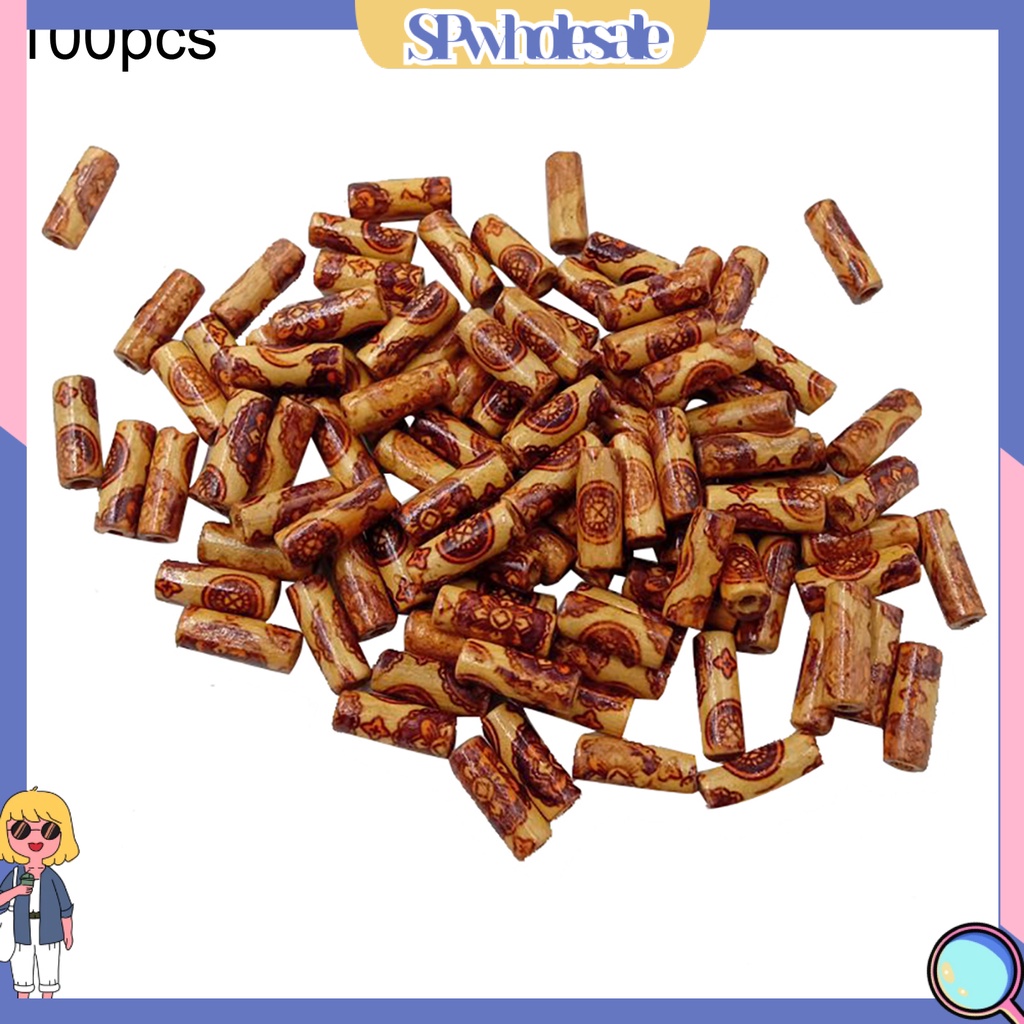 <SPwholesale> Set 100 Hạt Gỗ Họa Tiết Hỗn Hợp Làm Trang Sức Thủ Công DIY