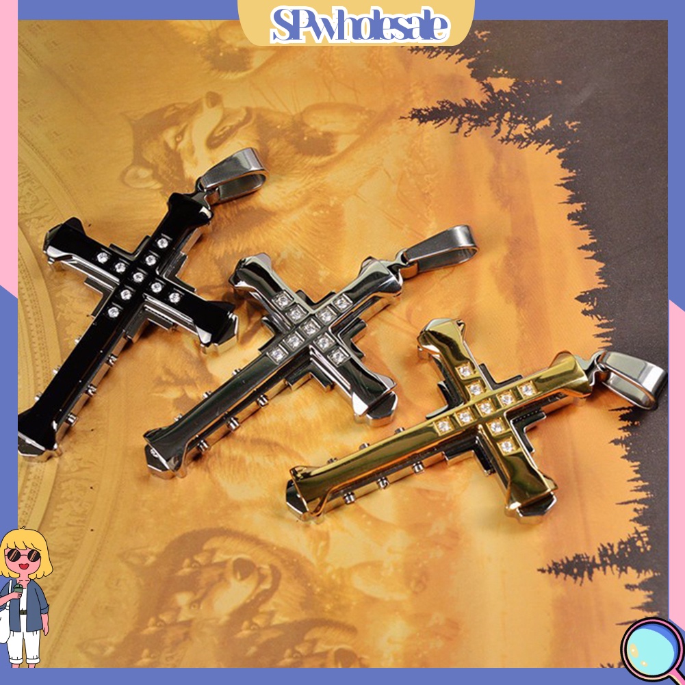 &lt;SPwholesale&gt; Vòng cổ Hợp Kim Mặt Thánh Giá Đính Đá Thời Trang Cho Nam