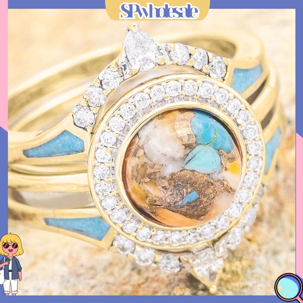 <SPwholesale> Bộ 3 Nhẫn Đính Đá Phong Cách Bohemia Cho Nữ