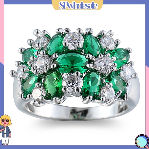 <SPwholesale> Nhẫn Mạ Bạc 925 Đính Đá Thời Trang Cho Nữ