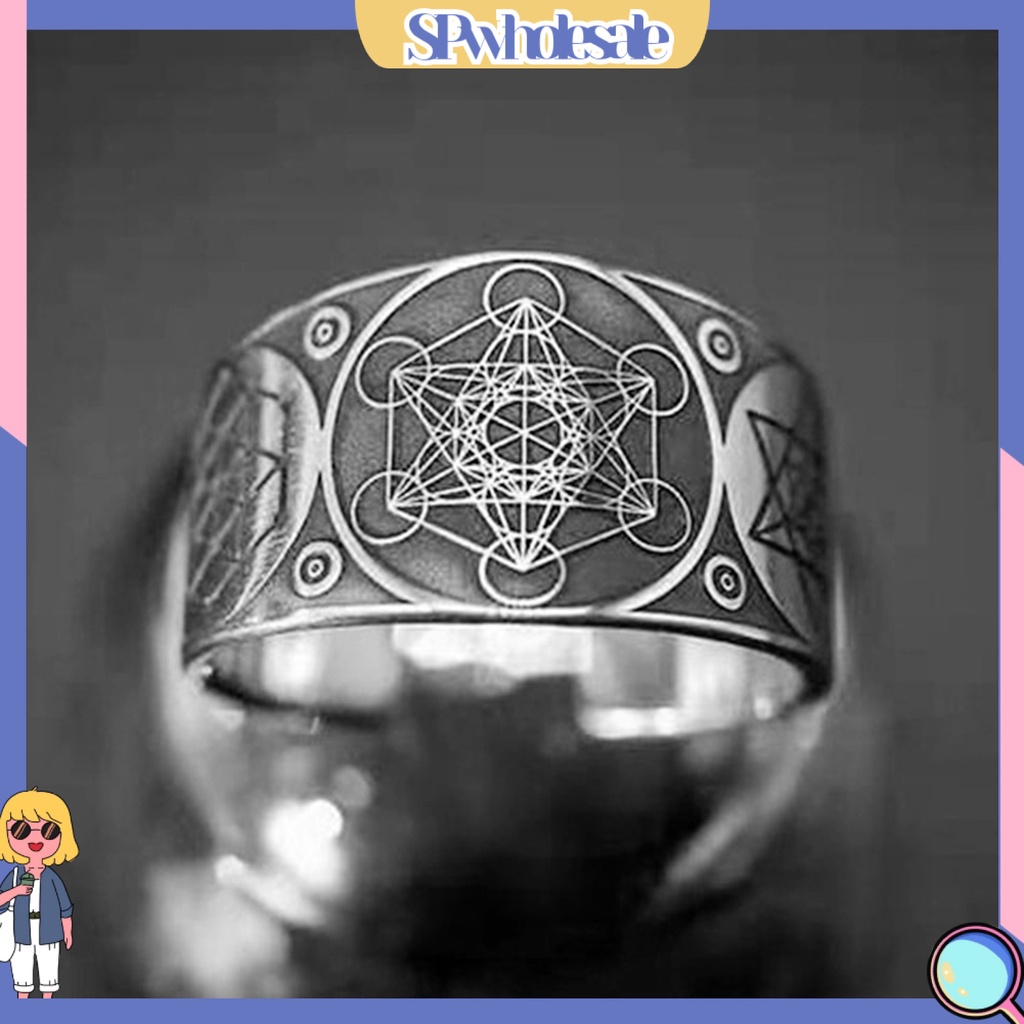 <SPwholesale> Nhẫn Hở Bằng Hợp Kim Họa Tiết Hexagram Cổ Điển Có Thể Điều Chỉnh Phong Cách Punk