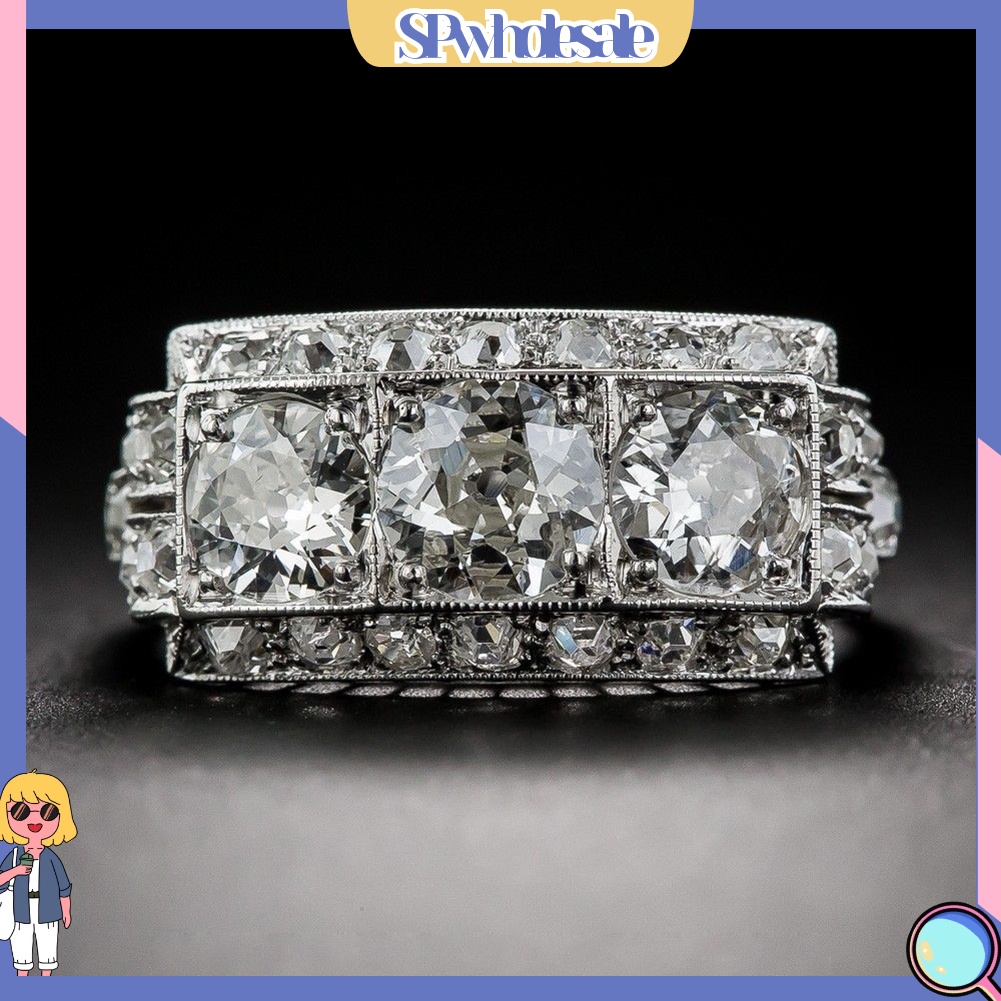<SPwholesale> Nhẫn Đính Hôn Đính Đá Topaz Nhân Tạo Thanh Lịch Cho Nữ