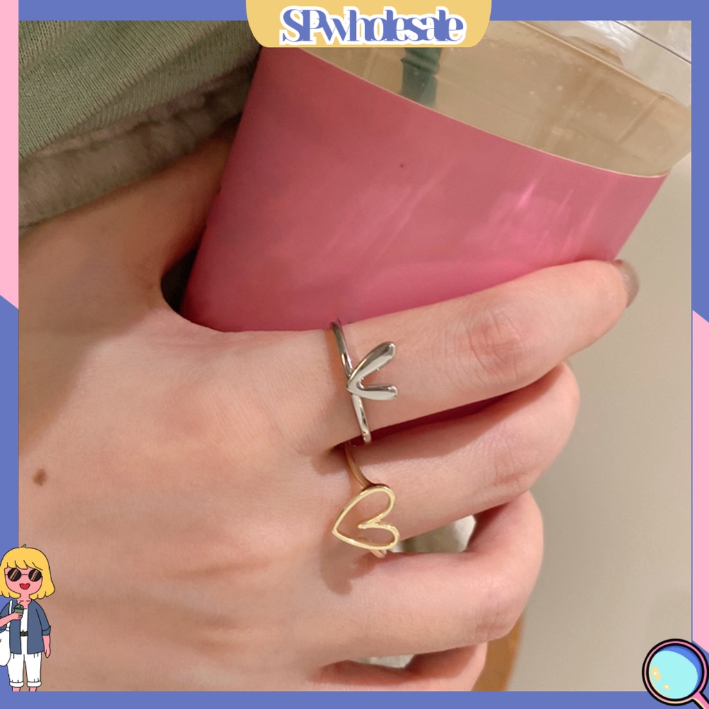 <SPwholesale> 1 Bộ Nhẫn Hình Trái Tim Thời Trang Dành Cho Nữ