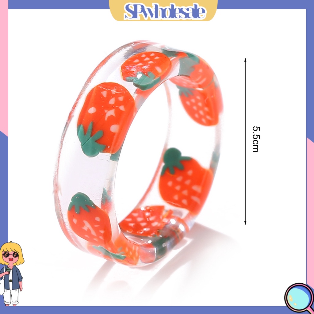 <SPwholesale> Nhẫn Hình Tròn Họa Tiết Trái Cây Đáng Yêu Thời Trang Hàng Ngày Cho Nữ