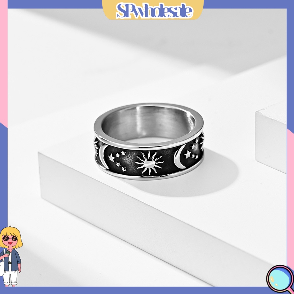 &lt;SPwholesale&gt; Nhẫn Cưới Hình Ngôi Sao Mặt Trời Mặt Trăng Phong Cách Bohemian Cho Nam Nữ