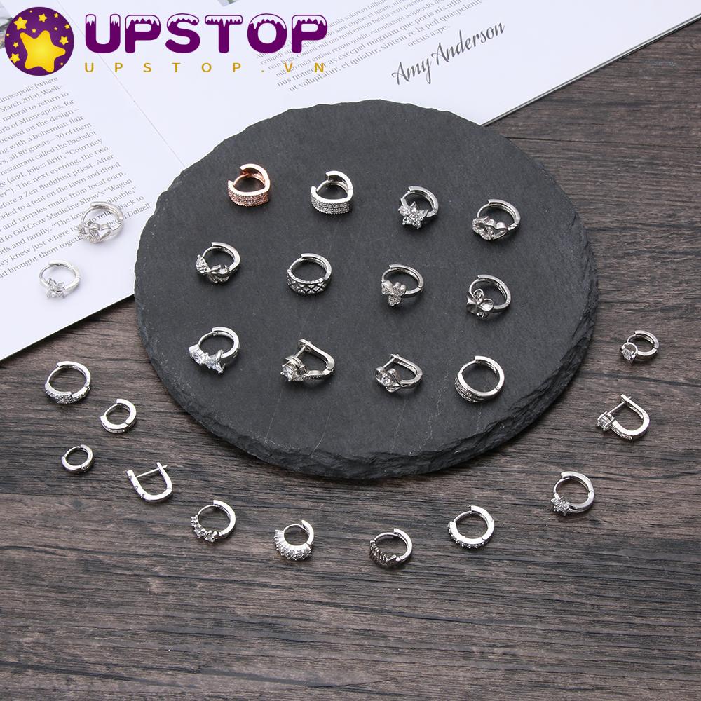Upstopvn Bông Tai Trang Sức Sang Trọng|Khuyên Đeo Vành Tai Đính Đá Zircon Thời Trang