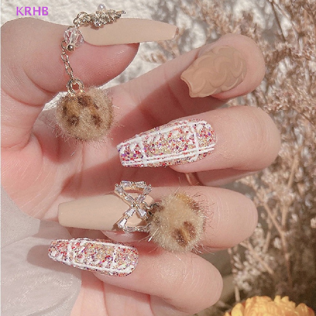 1 Hộp Phụ Kiện Trang Trí Móng 3D Bóng Lông Mềm Mới