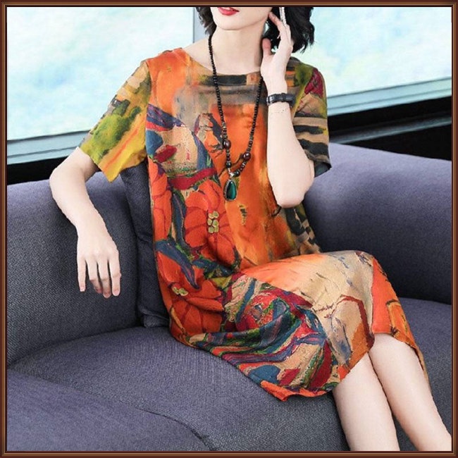 Đầm Tay Ngắn Dáng Rộng Thời Trang Mùa Hè Cho Nữ